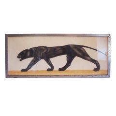 Vintage Painting of Stalking Jaguar