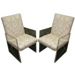 Vintage Upholstered Chairs with Lucite Sides and Arms