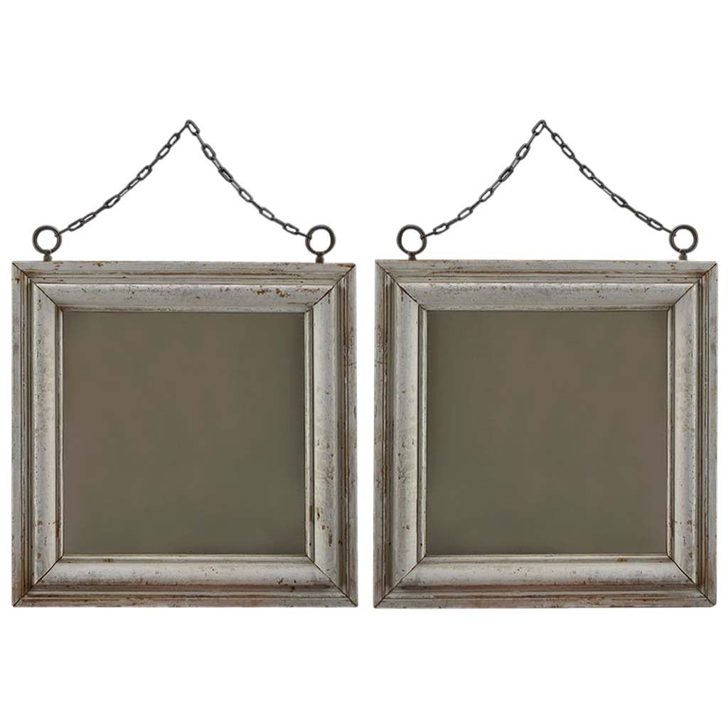 Pair of Antique Painted Mercury Glass Mirrors For Sale