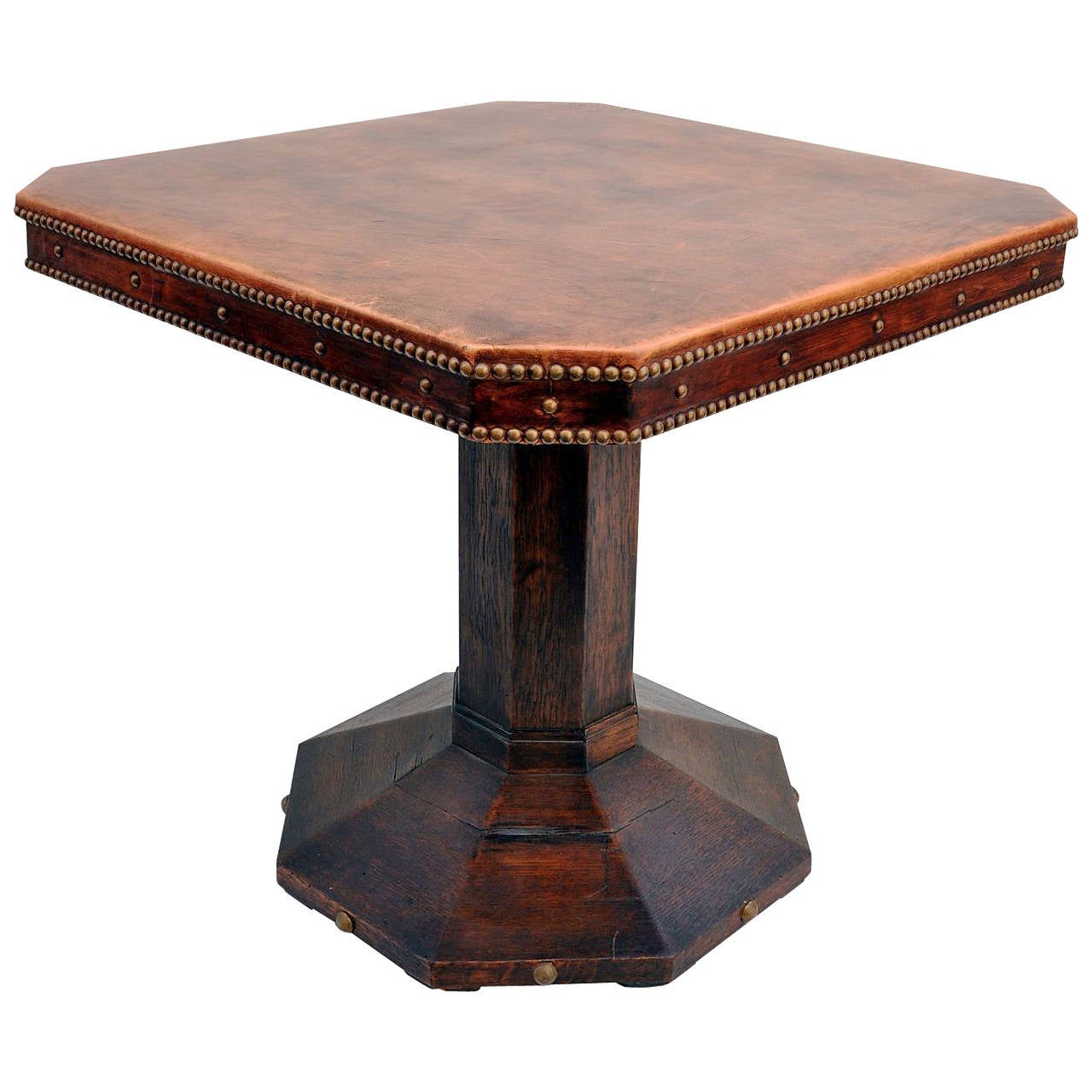Vintage French Leather Side Table at 1stdibs