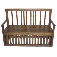 Antique Solid Pine Spanish Farmer's Bench