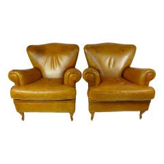 Pair of Vintage Leather Club Chairs