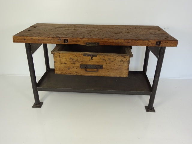 Antique French Pine Work Table For Sale 1