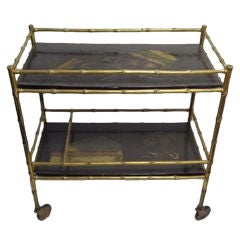 Vintage French Brass Bamboo Cart