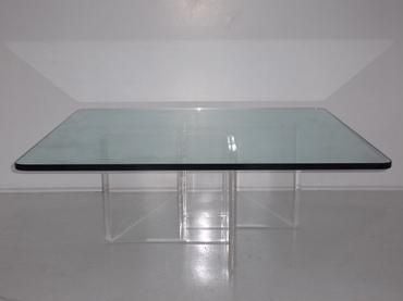 Late 20th Century Vintage Geometric Lucite Base Coffee Table For Sale