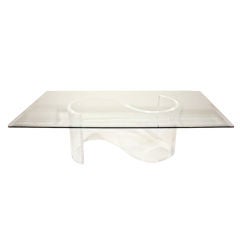 Vintage "S" Shaped Lucite Base Coffee Table with Glass Top