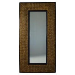 Large Vintage Mirror with Woven Rope Frame
