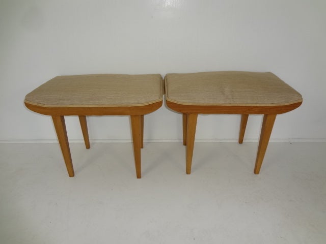 Pair Vintage Moderne Walnut Stools