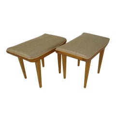 Pair Vintage Moderne Walnut Stools