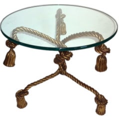 Round Italian Glass Top Tassel Table