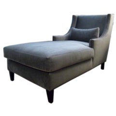 Bruno Chaise Upholstered in Mohair with Nailheads