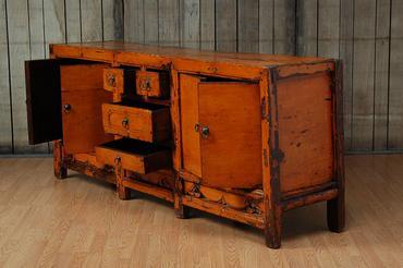Carved Antique Orange Chinese Buffet