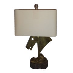 Vintage Heifetz Horse Head Brass Lamp