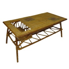 French Antique Cote d' Azur Bamboo Coffee Table