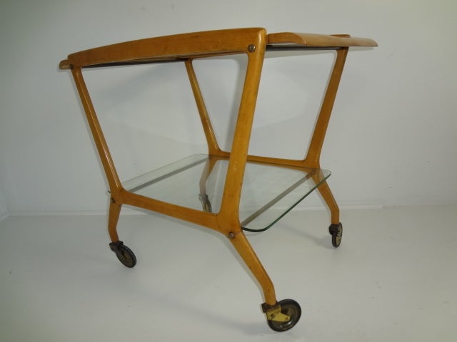 Antique Italian Maple Bar Cart In Excellent Condition In New York, NY