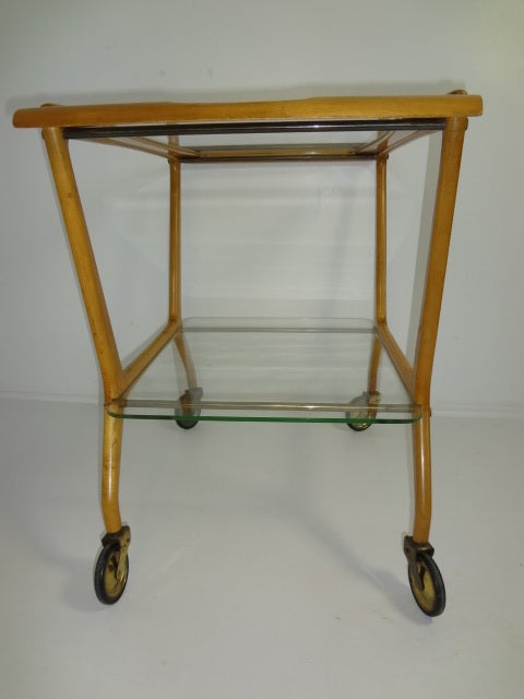Mid-20th Century Antique Italian Maple Bar Cart