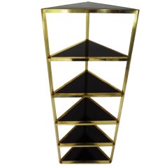 Antique French Brass Corner Shelf