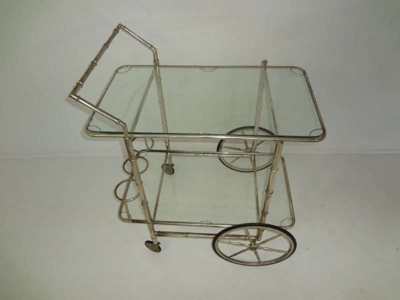 Antique French Bamboo Bar Cart In Excellent Condition For Sale In New York, NY
