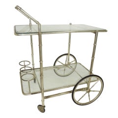Antique French Bamboo Bar Cart