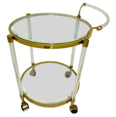 Antique French Lucite and Brass Cart