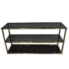 Vintage 3-Tier Brass Glass Console