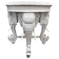 Vintage Carved Elephant Side Table