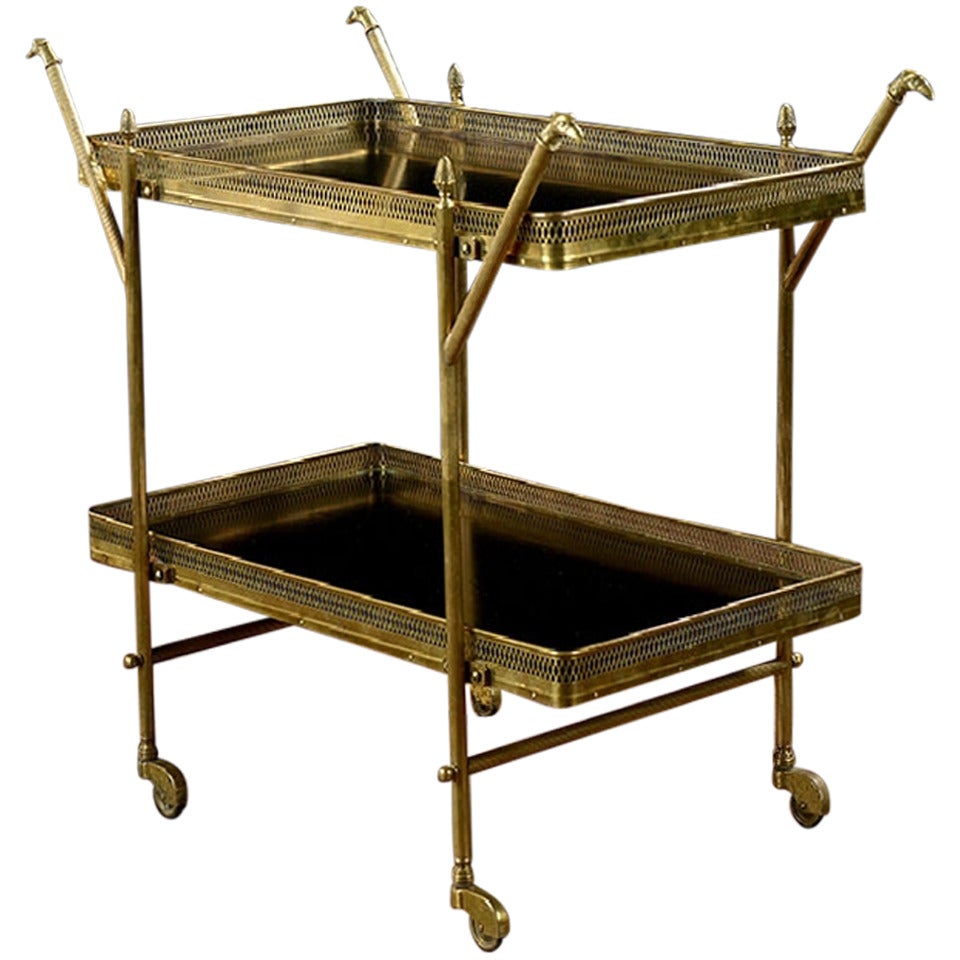 Vintage Brass Bird’s Head Bar Cart