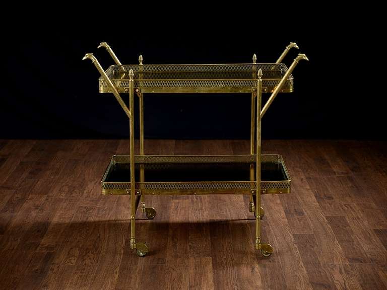 French Vintage Brass Bird’s Head Bar Cart
