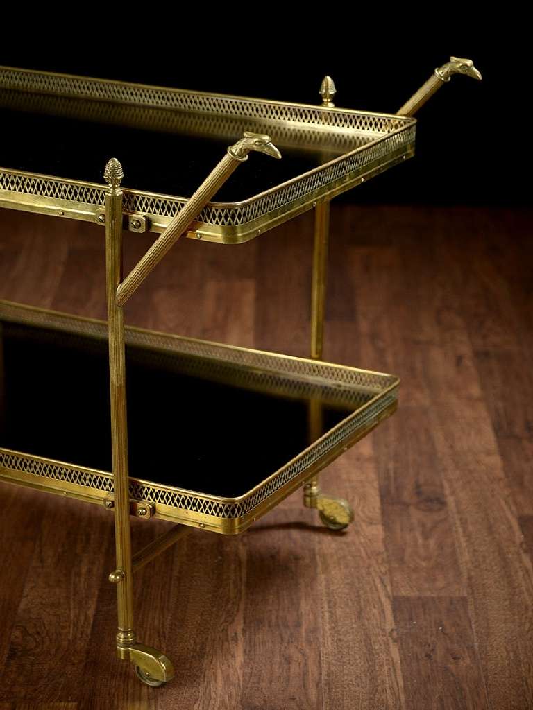 Vintage Brass Bird’s Head Bar Cart In Excellent Condition In New York, NY