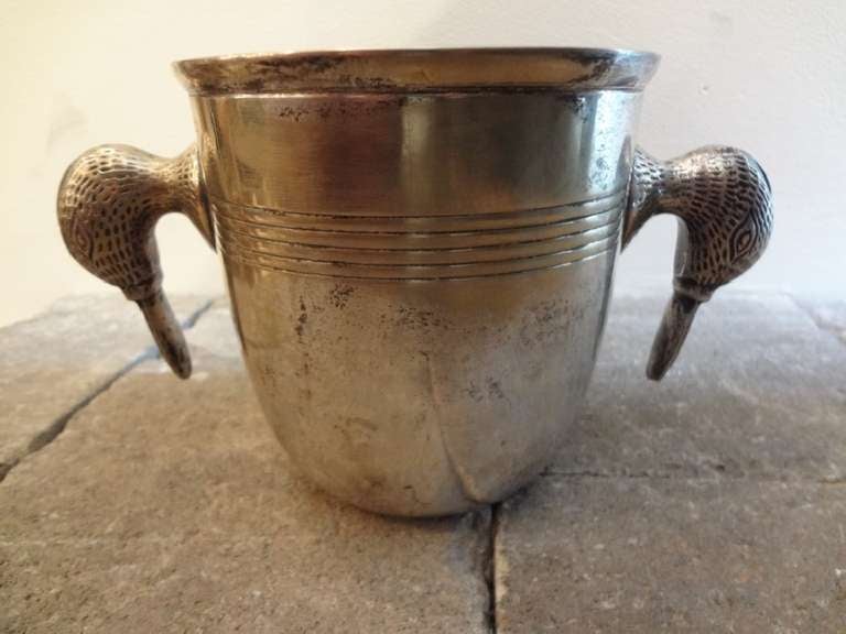 Unique Vintage Small Ice Bucket with Duck Head handles, From Provence, France
