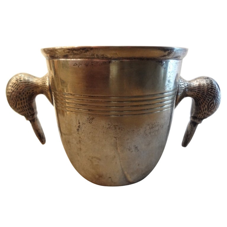 Vintage Ice Bucket with Duck Head Handles at 1stDibs