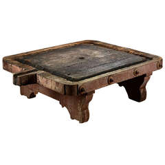 Rustic Large Antique French Farm Wine Press Coffee Table