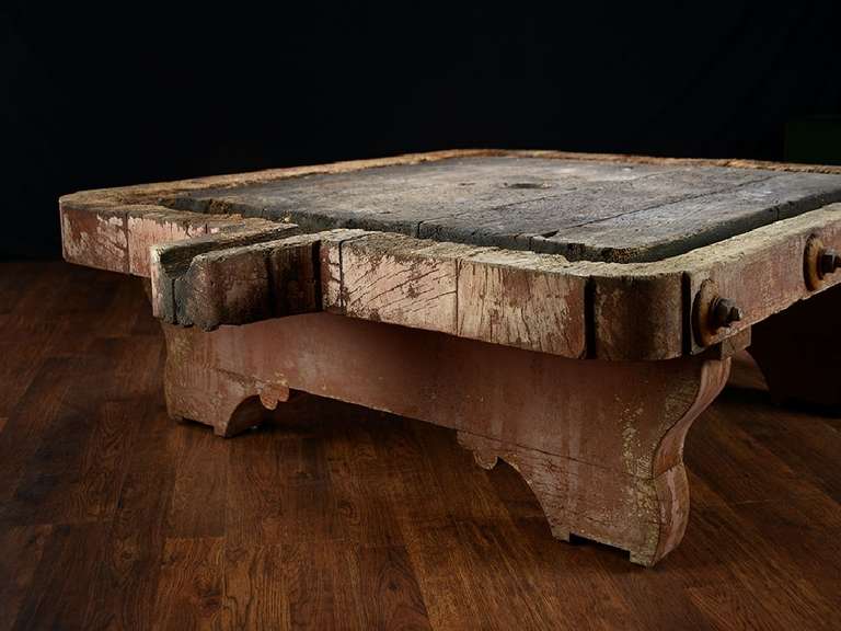 20th Century Rustic Large Antique French Farm Wine Press Coffee Table