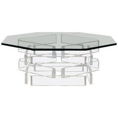 Vintage Octagonal Lucite Base Coffee Table