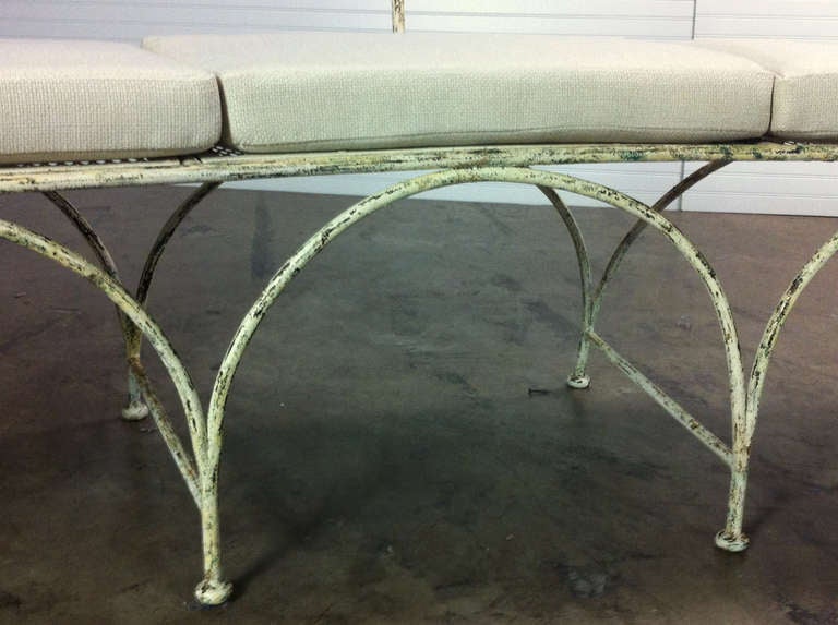 Two Piece Curved French Antique Metal Bench at 1stDibs