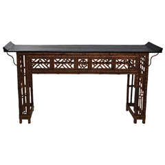 Antique Chinese Bamboo Console Altar Table