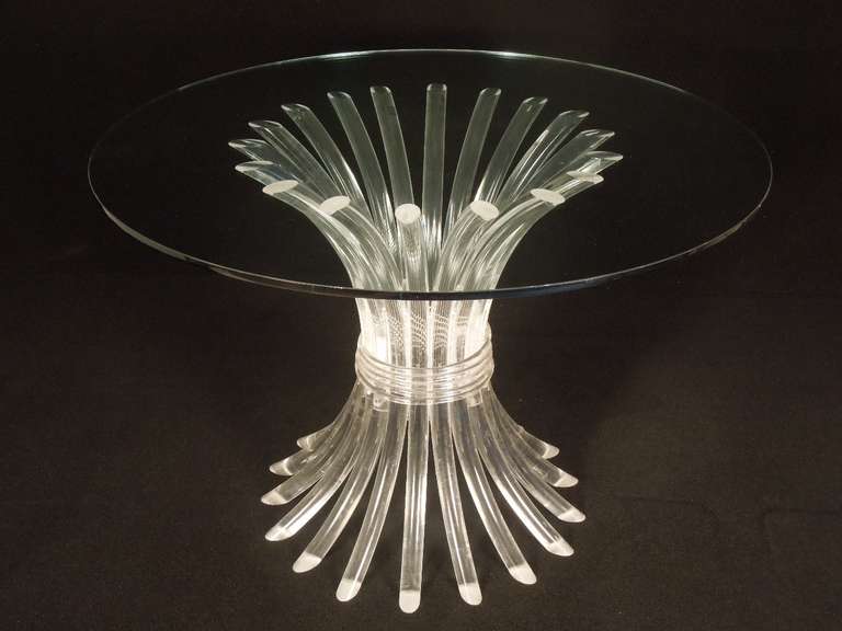 Vintage Round Lucite Dining Table with Glass Top For Sale 4