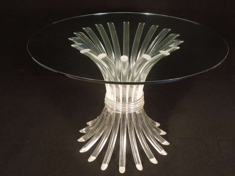 Vintage Round Lucite Dining Table with Glass Top For Sale 1