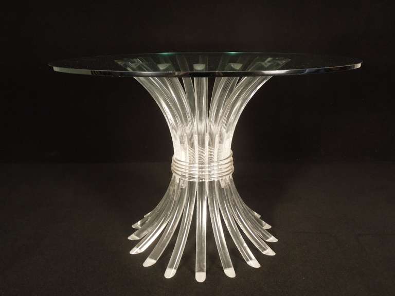 Late 20th Century Vintage Round Lucite Dining Table with Glass Top For Sale