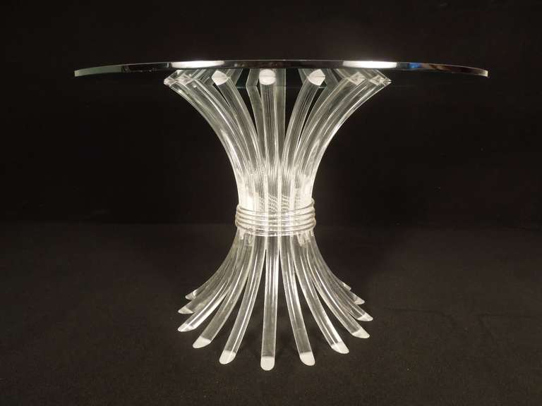 Vintage Round Lucite Dining Table with Glass Top For Sale 5