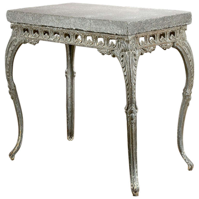 Antique Granite and Wrought Iron Table For Sale at 1stDibs