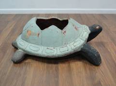 Large Vintage Painted Terra Cotta Turtle Planter