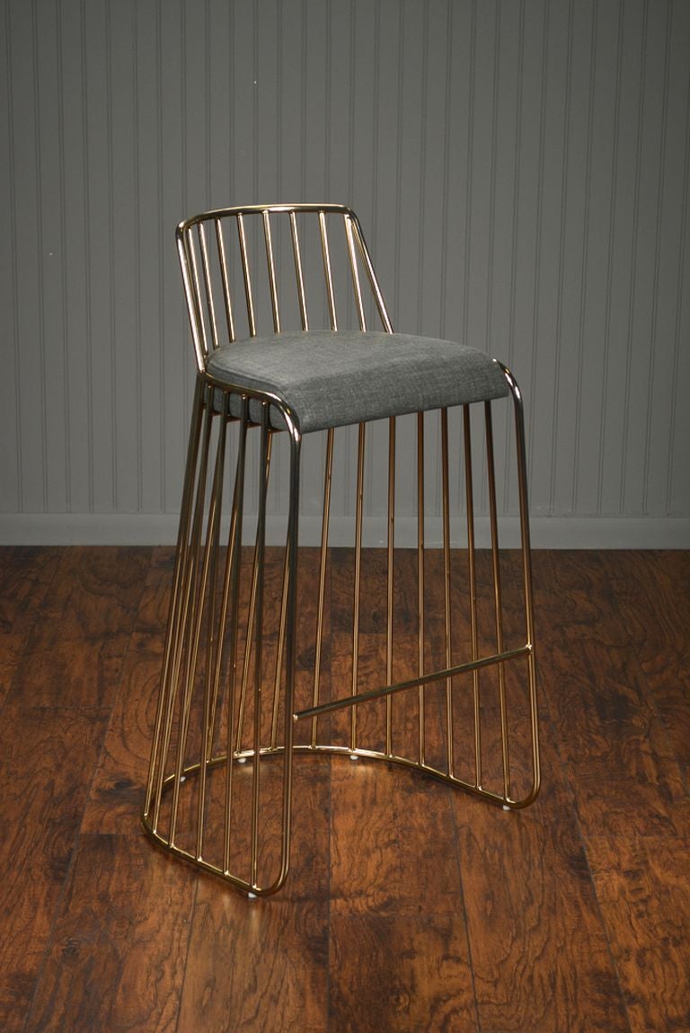 American Vintage Set of Three Cage Bronze Barstools For Sale