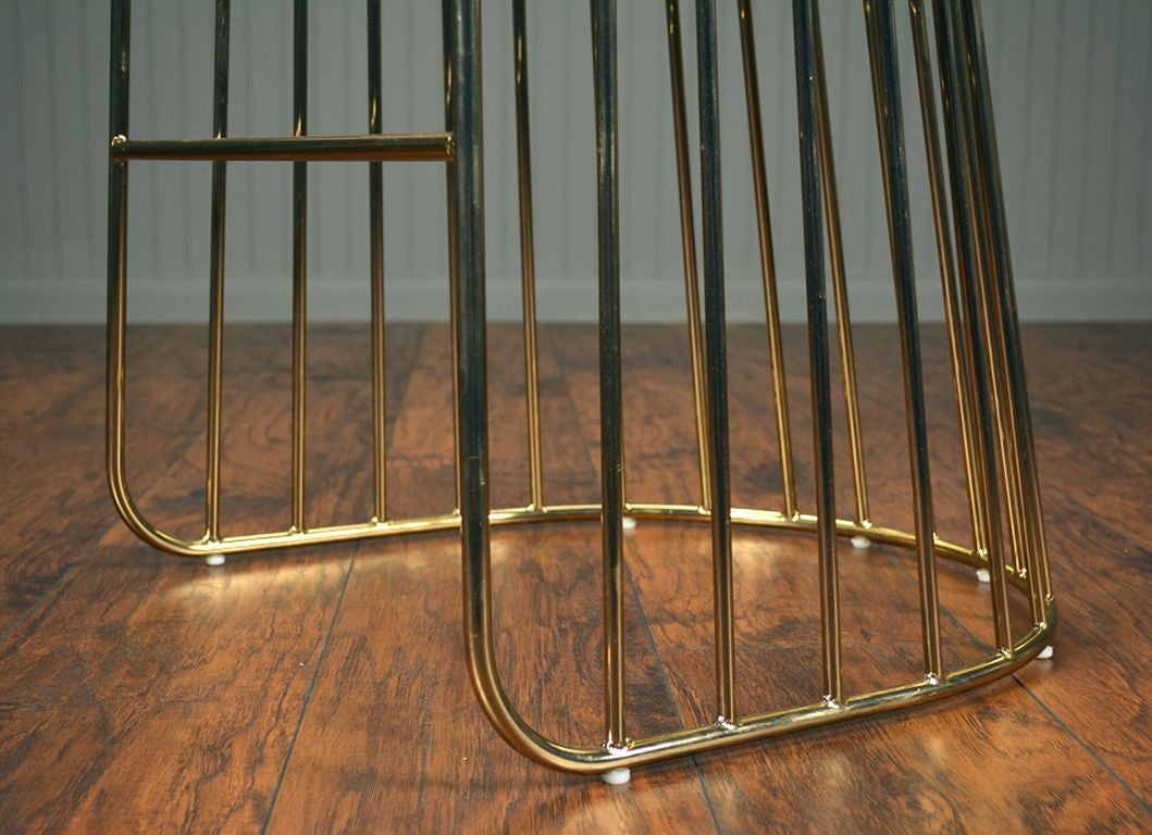 Vintage Set of Three Cage Bronze Barstools For Sale 1