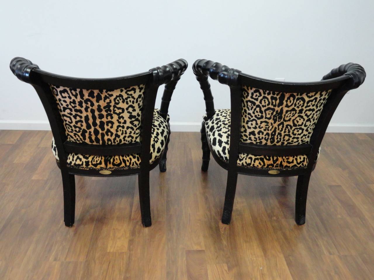 North American Pair of Vintage Wooden Faux Horn Chairs For Sale