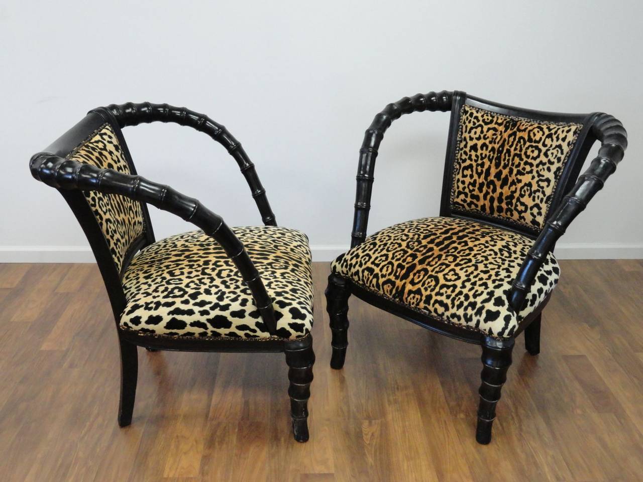 Pair of Exceptional Vintage Faux Gazelle Horn Chairs
Newly Reupholstered