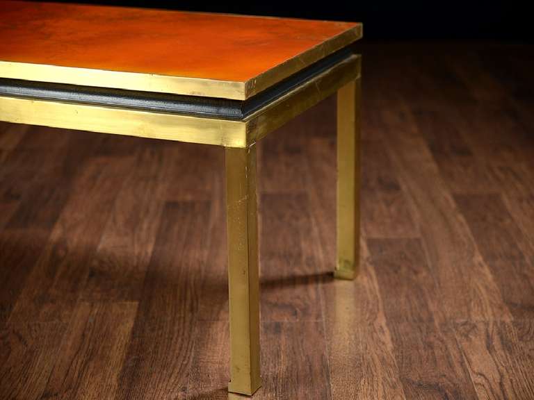 Mid-20th Century Vintage Rectangular Brass Coffee Table