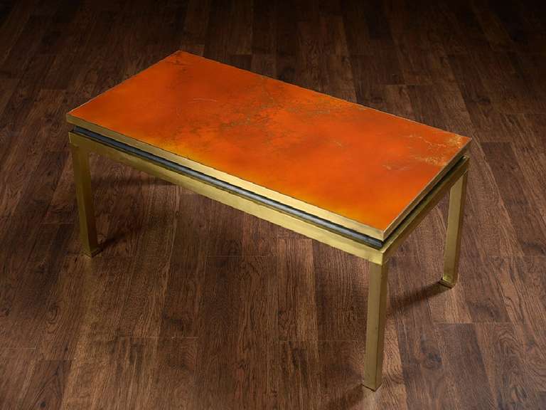 Vintage Rectangular Brass Coffee Table In Excellent Condition In New York, NY