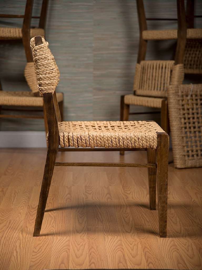 Set of Six Vintage Wood and Rope Dining Chairs
Wood Frame with Woven Rope Seats and Backs
From Provence