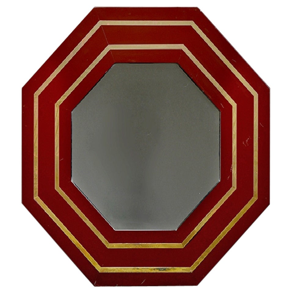 French Octagonal Lacquer Mirror